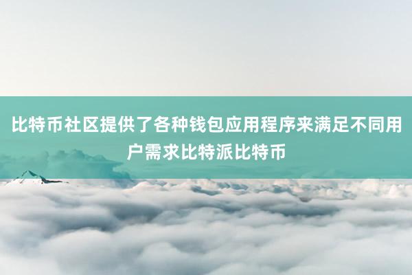 比特币社区提供了各种钱包应用程序来满足不同用户需求比特派比特币