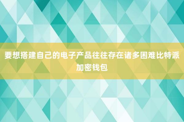 要想搭建自己的电子产品往往存在诸多困难比特派加密钱包