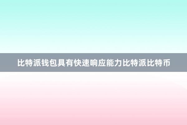 比特派钱包具有快速响应能力比特派比特币