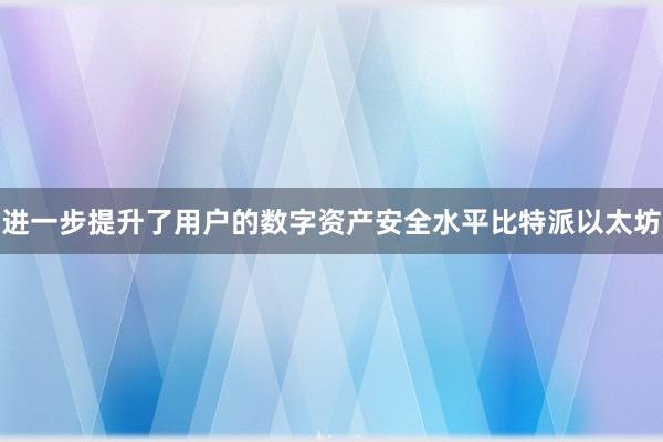 进一步提升了用户的数字资产安全水平比特派以太坊