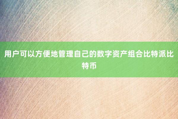 用户可以方便地管理自己的数字资产组合比特派比特币