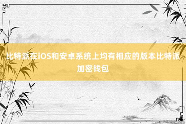 比特派在iOS和安卓系统上均有相应的版本比特派加密钱包