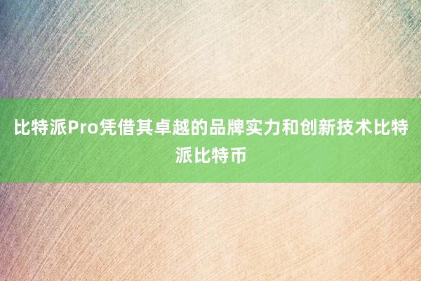 比特派Pro凭借其卓越的品牌实力和创新技术比特派比特币