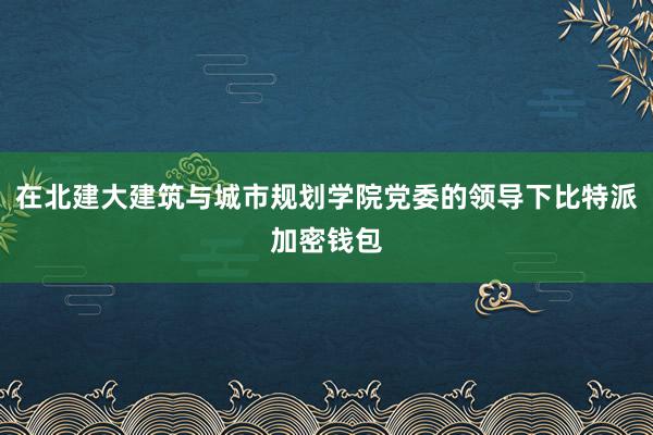 在北建大建筑与城市规划学院党委的领导下比特派加密钱包