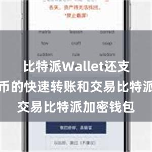 比特派Wallet还支持数字货币的快速转账和交易比特派加密钱包